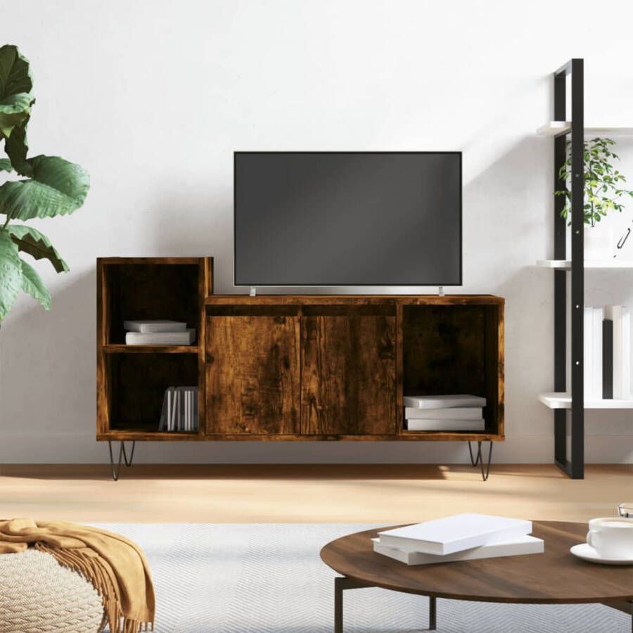 VidaXL -Tv-meubel-100x35x55-cm-bewerkt-hout-gerookt-eikenkleurig - Foto 1