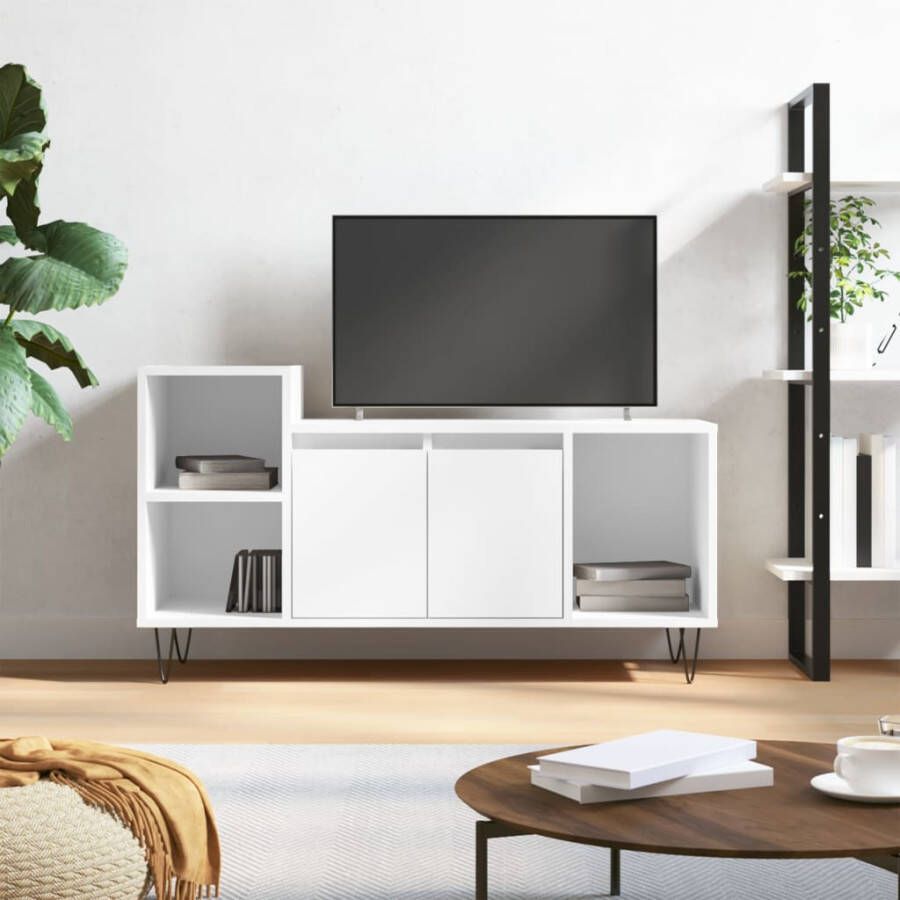 VidaXL -Tv-meubel-100x35x55-cm-bewerkt-hout-hoogglans-wit - Foto 4