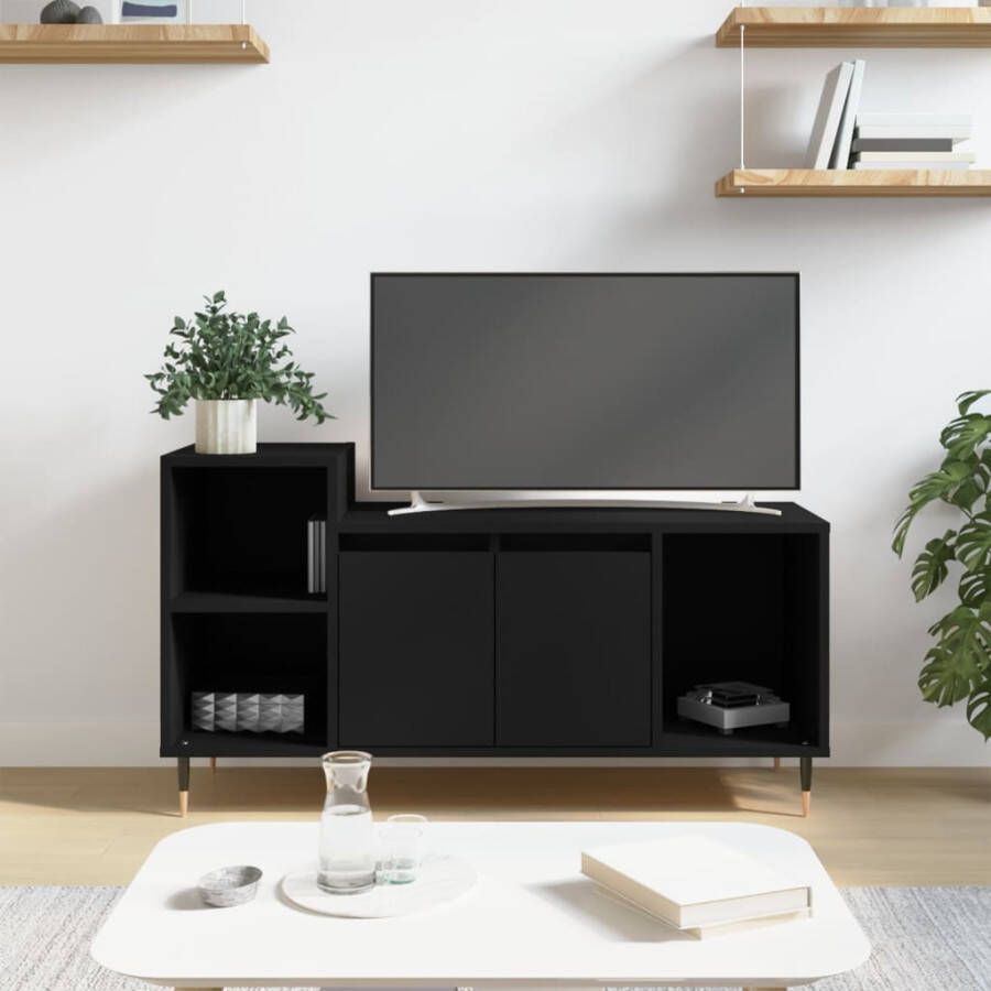 VidaXL -Tv-meubel-100x35x55-cm-bewerkt-hout-zwart - Foto 1