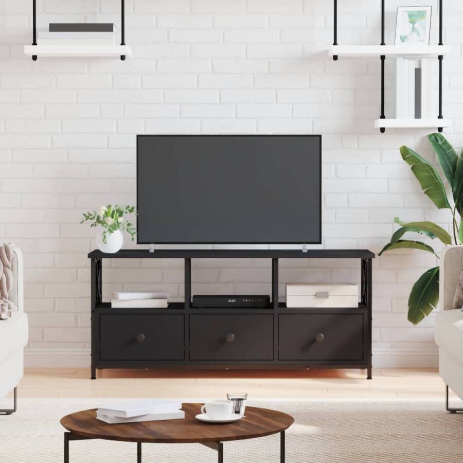 VidaXL -Tv-meubel-102x33x45-cm-bewerkt-hout-en-ijzer-zwart