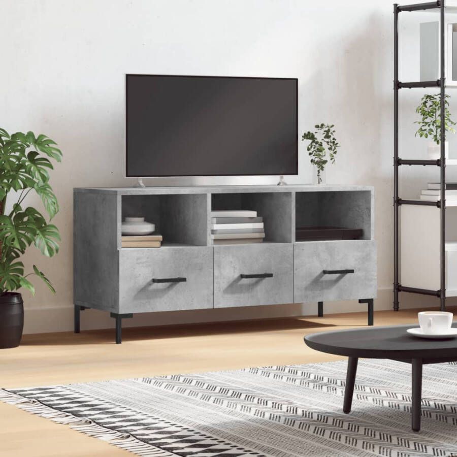 VidaXL -Tv-meubel-102x36x50-cm-bewerkt-hout-betongrijs - Foto 3