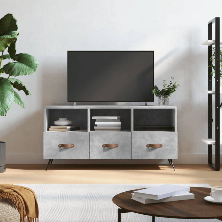 VidaXL -Tv-meubel-102x36x50-cm-bewerkt-hout-betongrijs - Foto 4