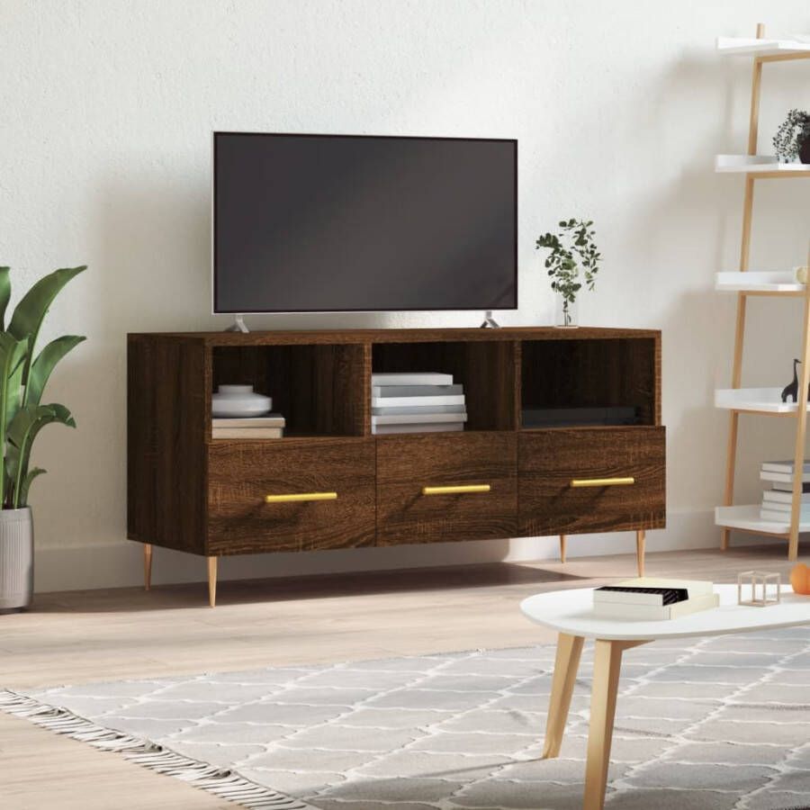 VidaXL -Tv-meubel-102x36x50-cm-bewerkt-hout-bruineikenkleurig - Foto 3