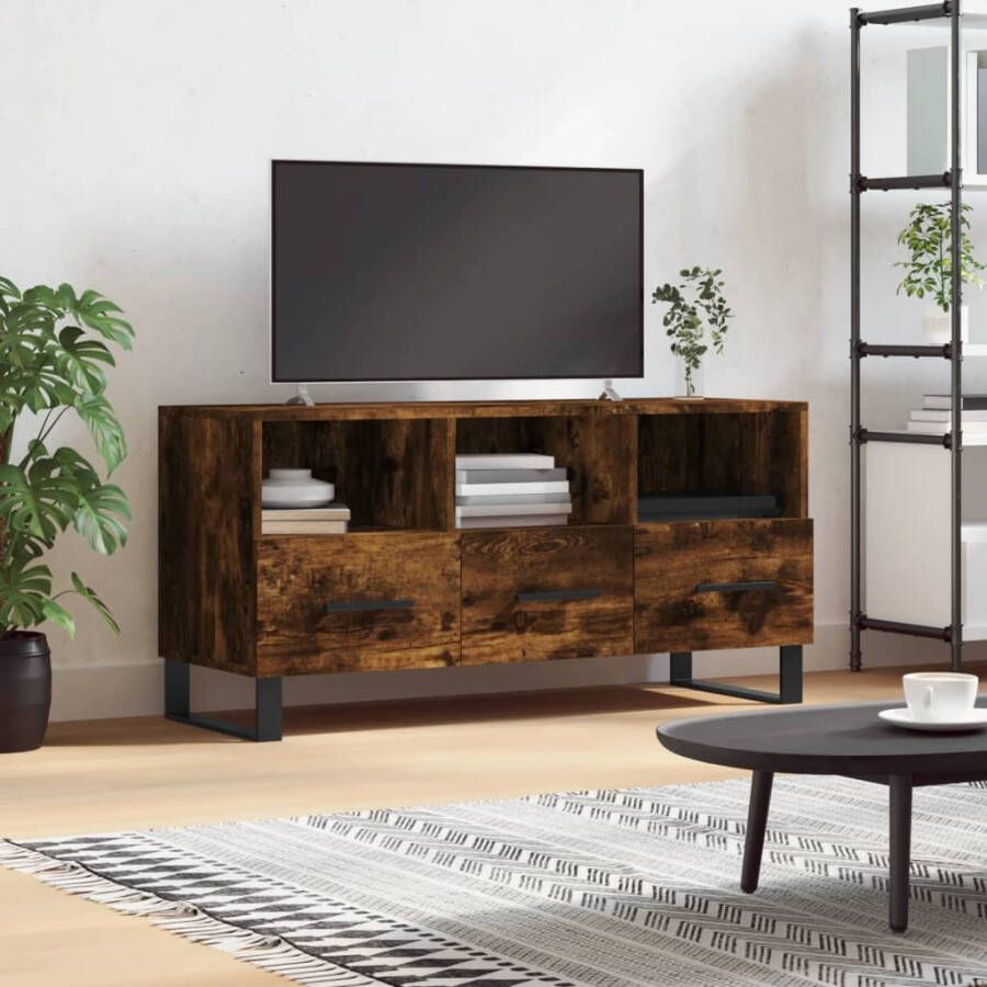 VidaXL -Tv-meubel-102x36x50-cm-bewerkt-hout-gerookt-eikenkleurig - Foto 7