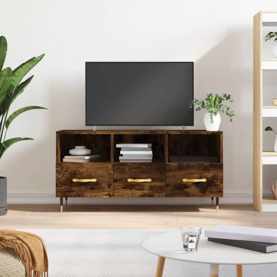VidaXL -Tv-meubel-102x36x50-cm-bewerkt-hout-gerookt-eikenkleurig - Foto 4