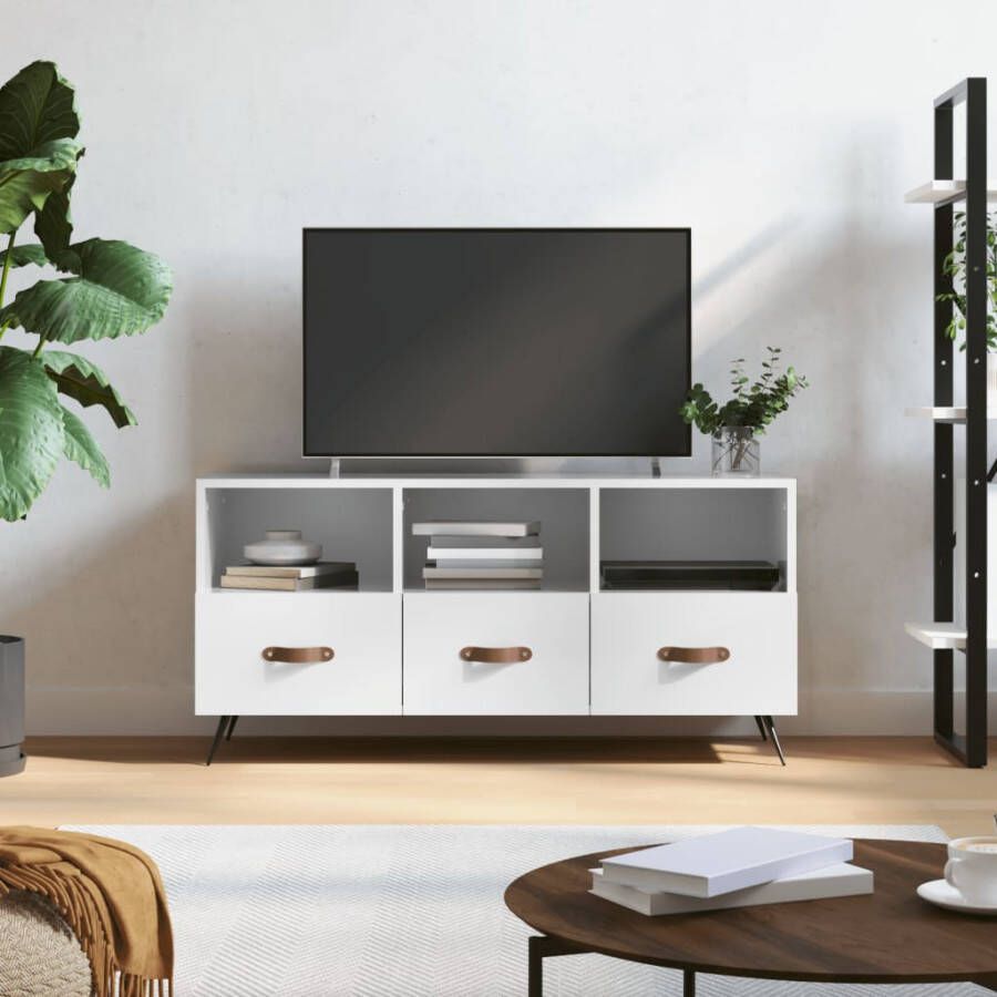 VidaXL -Tv-meubel-102x36x50-cm-bewerkt-hout-hoogglans-wit - Foto 9