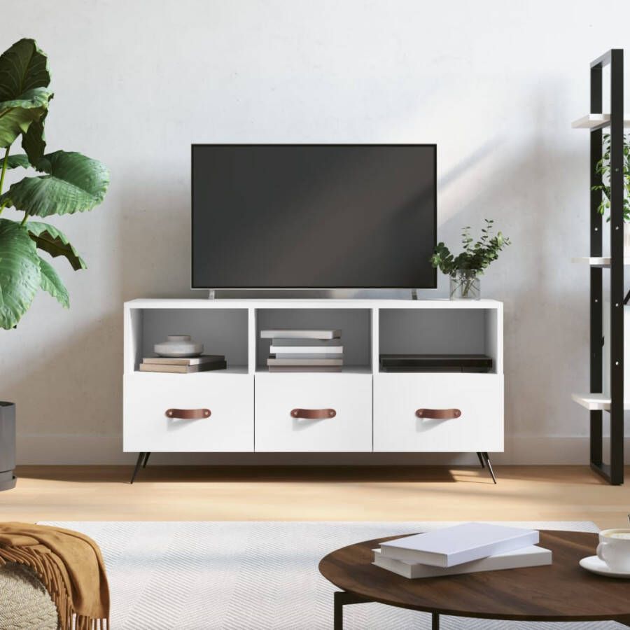 VidaXL -Tv-meubel-102x36x50-cm-bewerkt-hout-wit - Foto 8