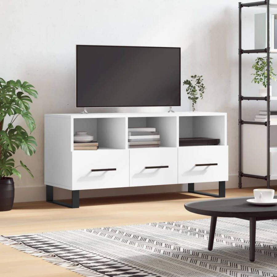 VidaXL -Tv-meubel-102x36x50-cm-bewerkt-hout-wit - Foto 4
