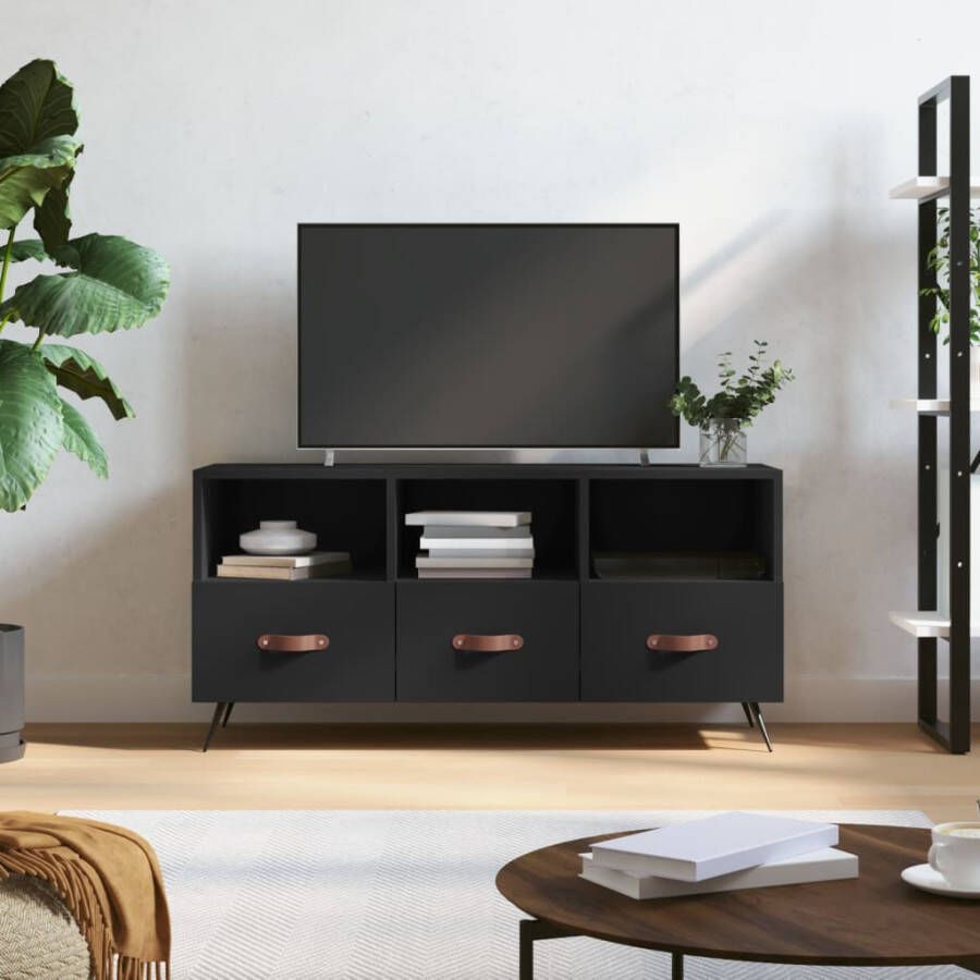 VidaXL -Tv-meubel-102x36x50-cm-bewerkt-hout-zwart - Foto 3