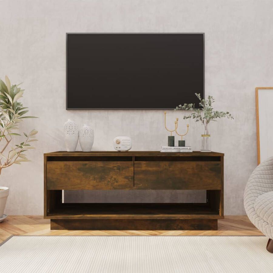 VidaXL -Tv-meubel-102x41x44-cm-bewerkt-hout-gerookt-eikenkleurig - Foto 3