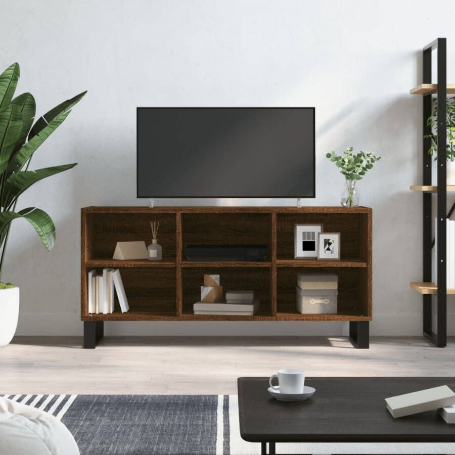 VidaXL -Tv-meubel-103 5x30x50-cm-bewerkt-hout-bruineikenkleurig - Foto 8