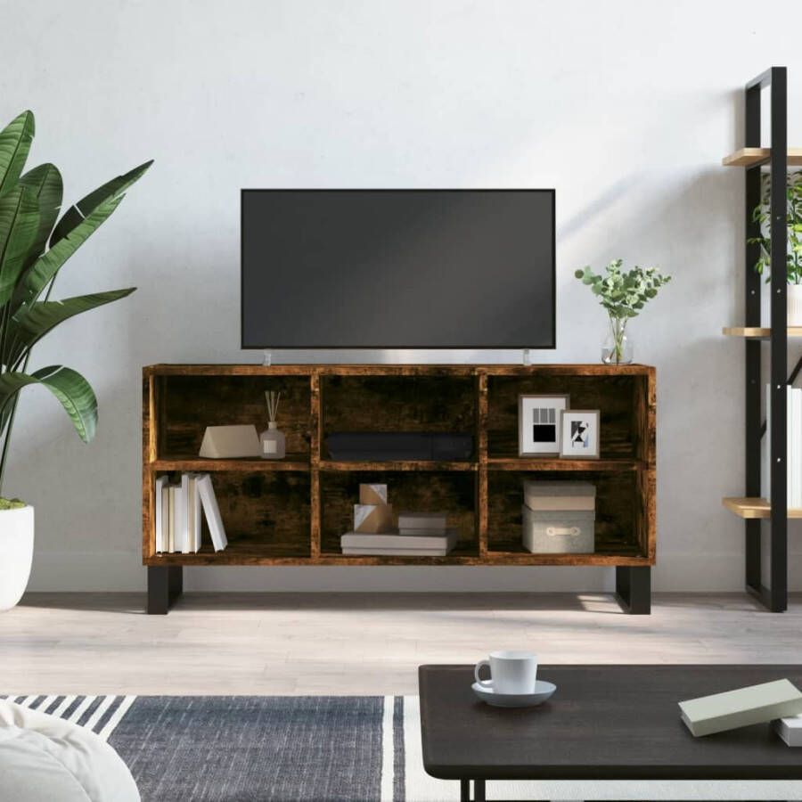 VidaXL -Tv-meubel-103 5x30x50-cm-bewerkt-hout-gerookt-eikenkleurig - Foto 8