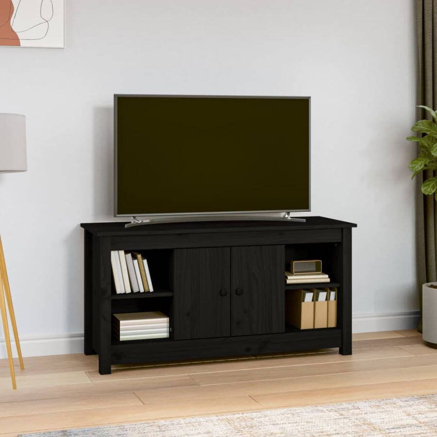 VidaXL -Tv-meubel-103x36 5x52-cm-massief-grenenhout-zwart