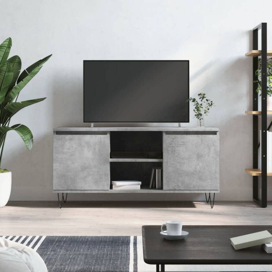 VidaXL -Tv-meubel-104x35x50-cm-bewerkt-hout-betongrijs - Foto 4