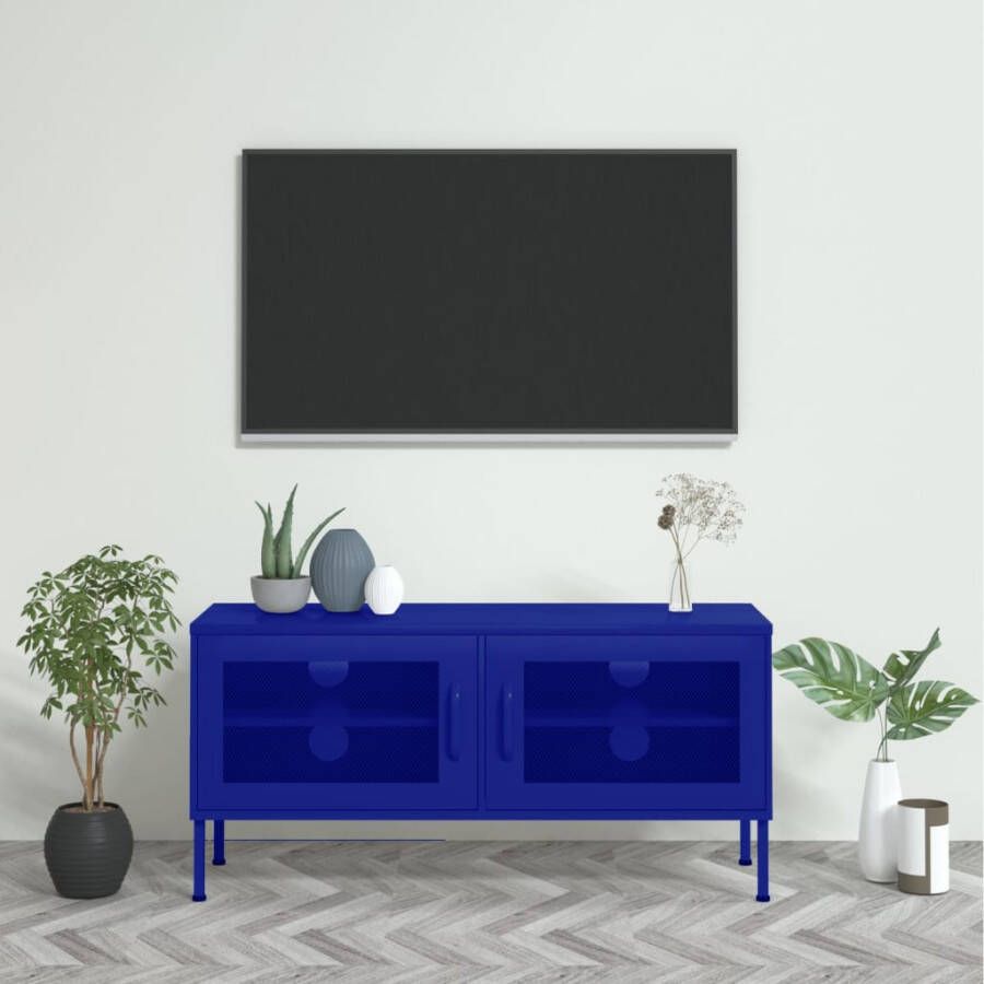 VidaXL -Tv-meubel-105x35x50-cm-staal-marineblauw - Foto 3