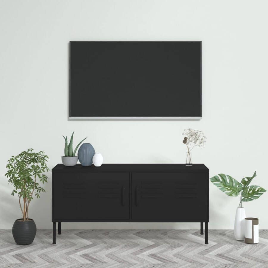 VidaXL -Tv-meubel-105x35x50-cm-staal-zwart - Foto 3