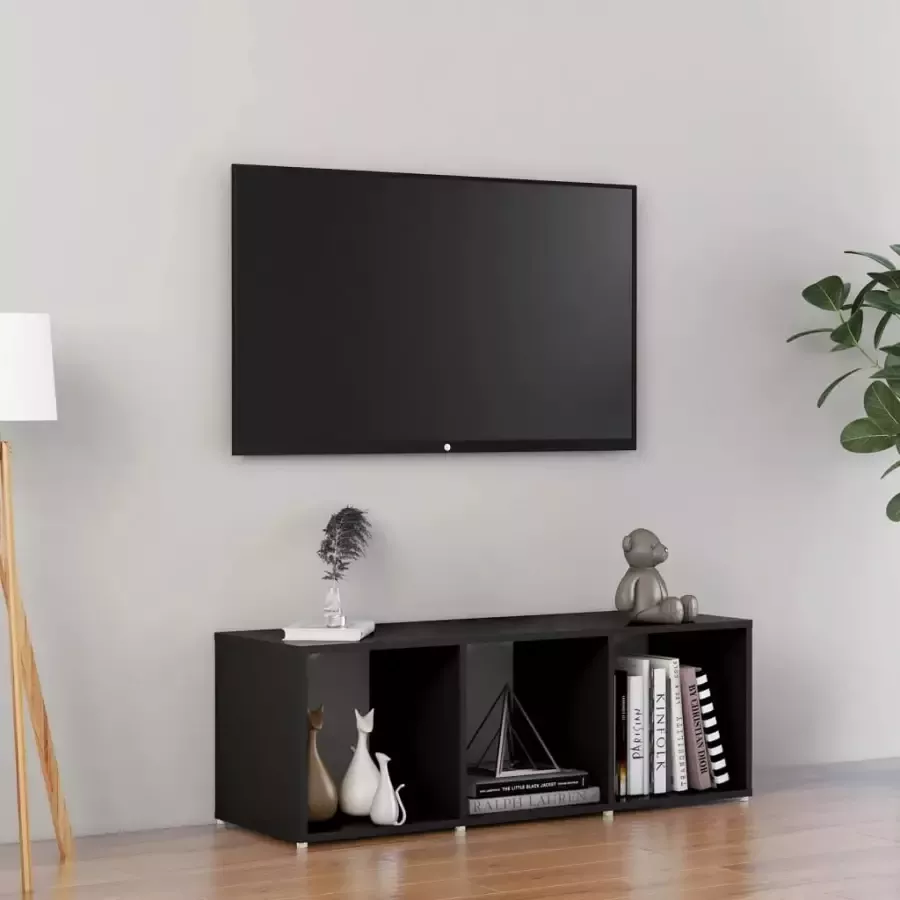 VIDAXL Tv-meubel 107x35x37 cm spaanplaat zwart - Foto 1