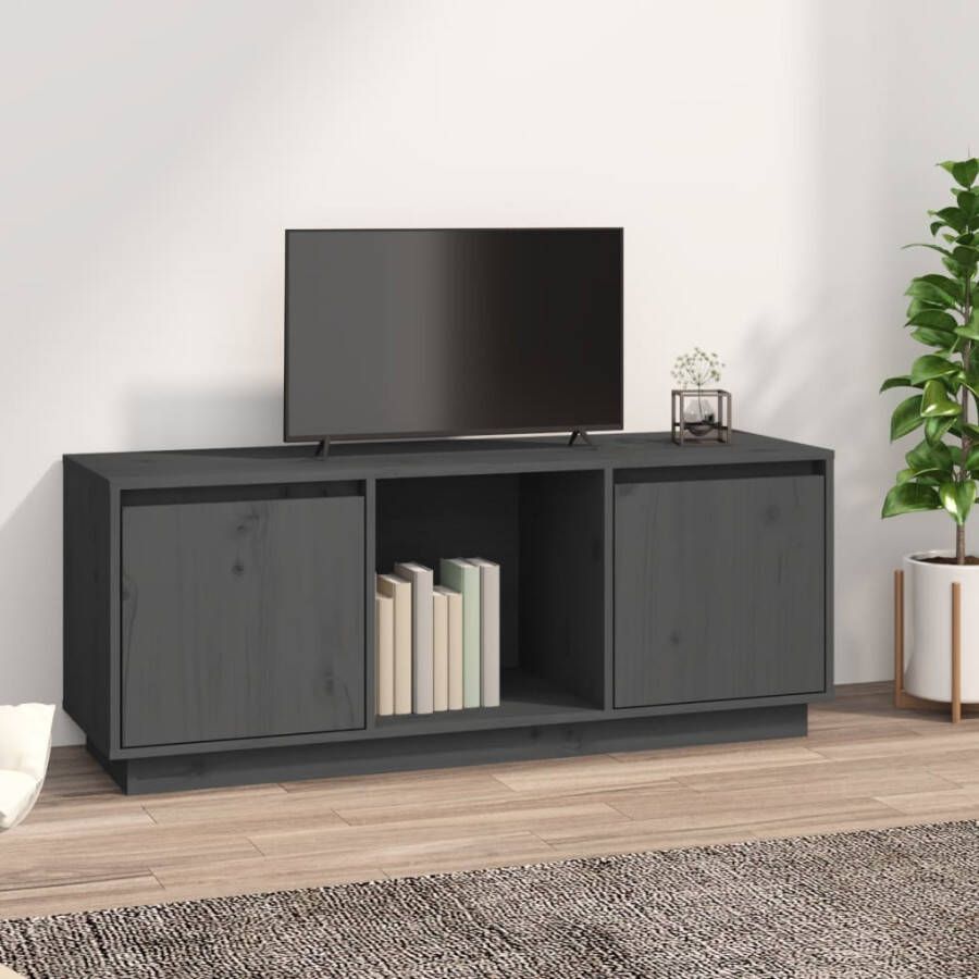 VidaXL -Tv-meubel-110 5x35x44-cm-massief-grenenhout-grijs - Foto 3