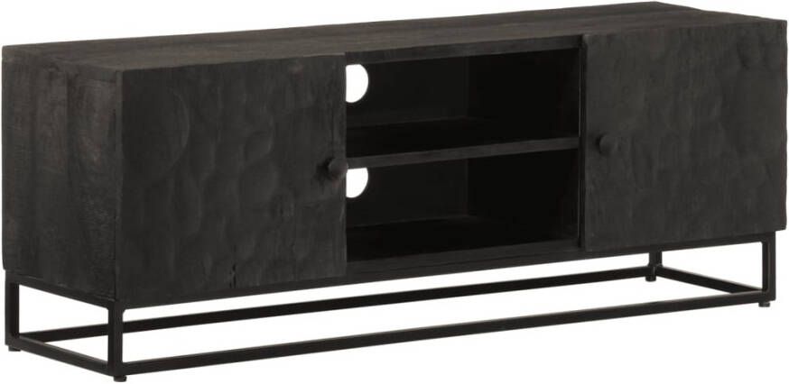VIDAXL Tv-meubel 110x30x40 cm massief mangohout en ijzer zwart - Foto 4