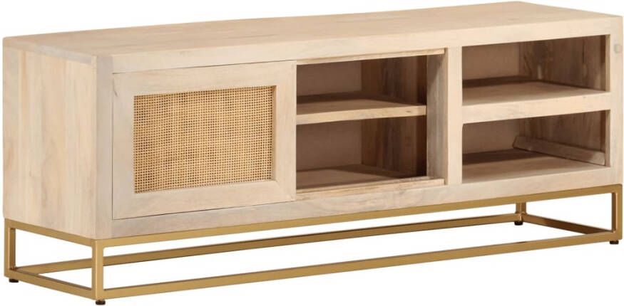 VIDAXL Tv-meubel 110x30x40 cm massief ruw mangohout en ijzer - Foto 3