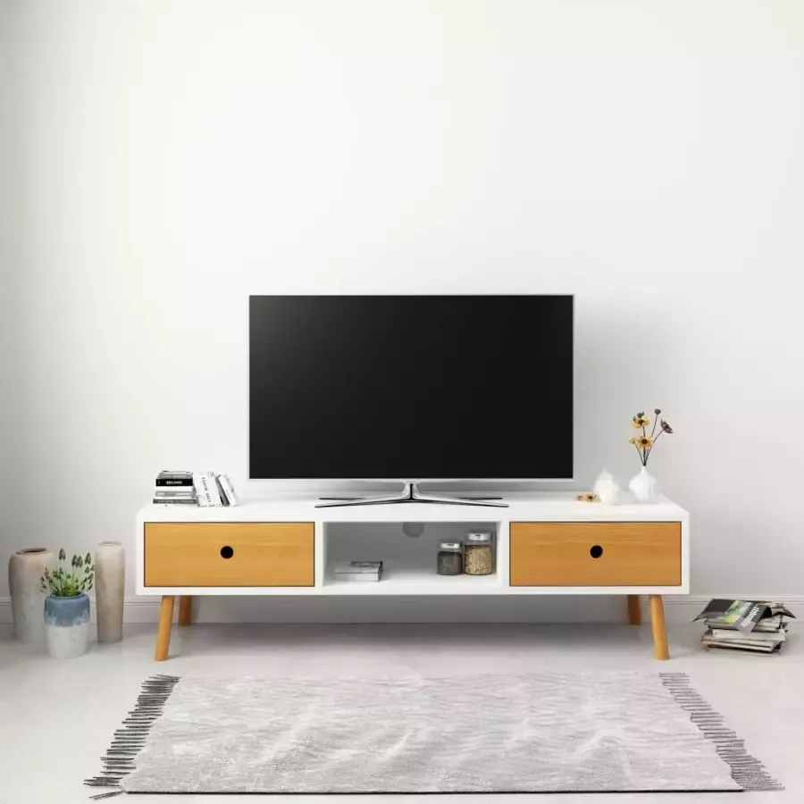 VIDAXL Tv-meubel 120x35x35 cm massief grenenhout wit - Foto 1