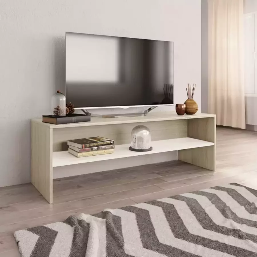 VidaXL Tv-meubel 120x40x40 cm bewerkt hout wit en sonoma eikenkleurig