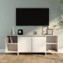 VidaXL Tv-meubel 130x35x50 cm spaanplaat hoogglans wit - Thumbnail 2