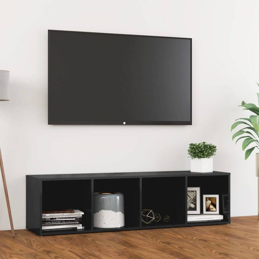 VidaXL -Tv-meubel-142 5x35x36 5-cm-bewerkt-hout-hoogglans-grijs - Foto 3