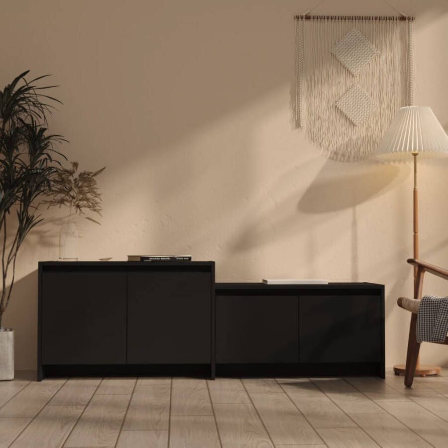 VidaXL -Tv-meubel-146 5x35x50-cm-spaanplaat-zwart - Foto 3