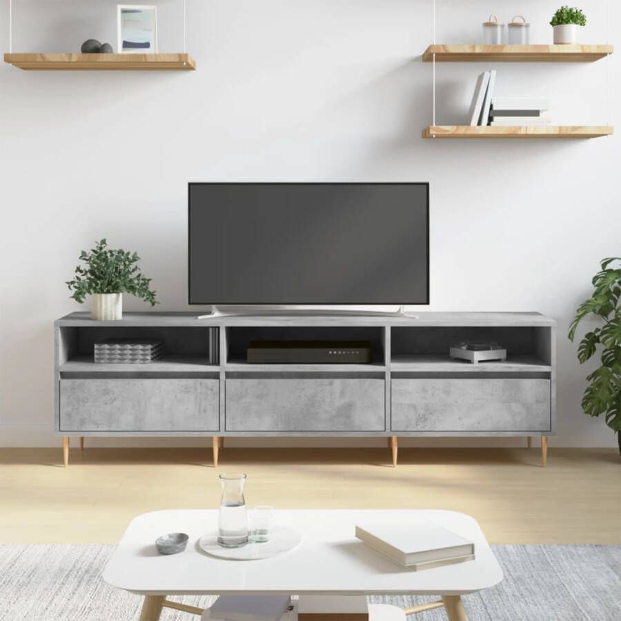 VidaXL -Tv-meubel-150x30x44 5-cm-bewerkt-hout-betongrijs - Foto 4