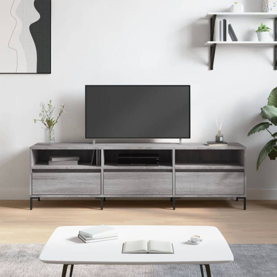 VidaXL -Tv-meubel-150x30x44 5-cm-bewerkt-hout-grijs-sonoma-eikenkleurig - Foto 3