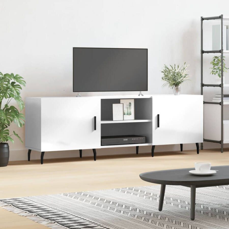 VidaXL -Tv-meubel-150x30x50-cm-bewerkt-hout-hoogglans-wit - Foto 6