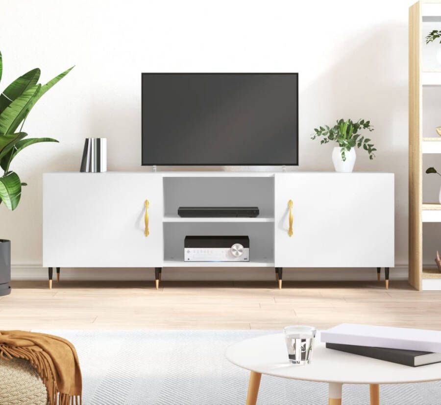 VidaXL -Tv-meubel-150x30x50-cm-bewerkt-hout-hoogglans-wit - Foto 7