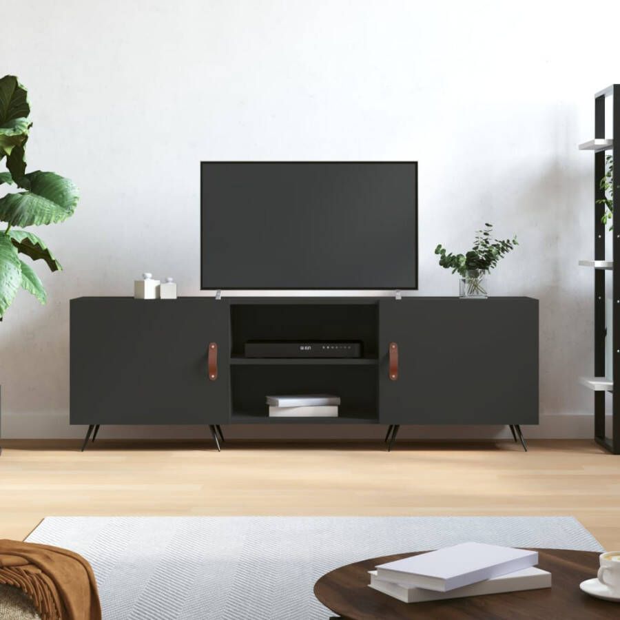 VidaXL -Tv-meubel-150x30x50-cm-bewerkt-hout-zwart - Foto 5