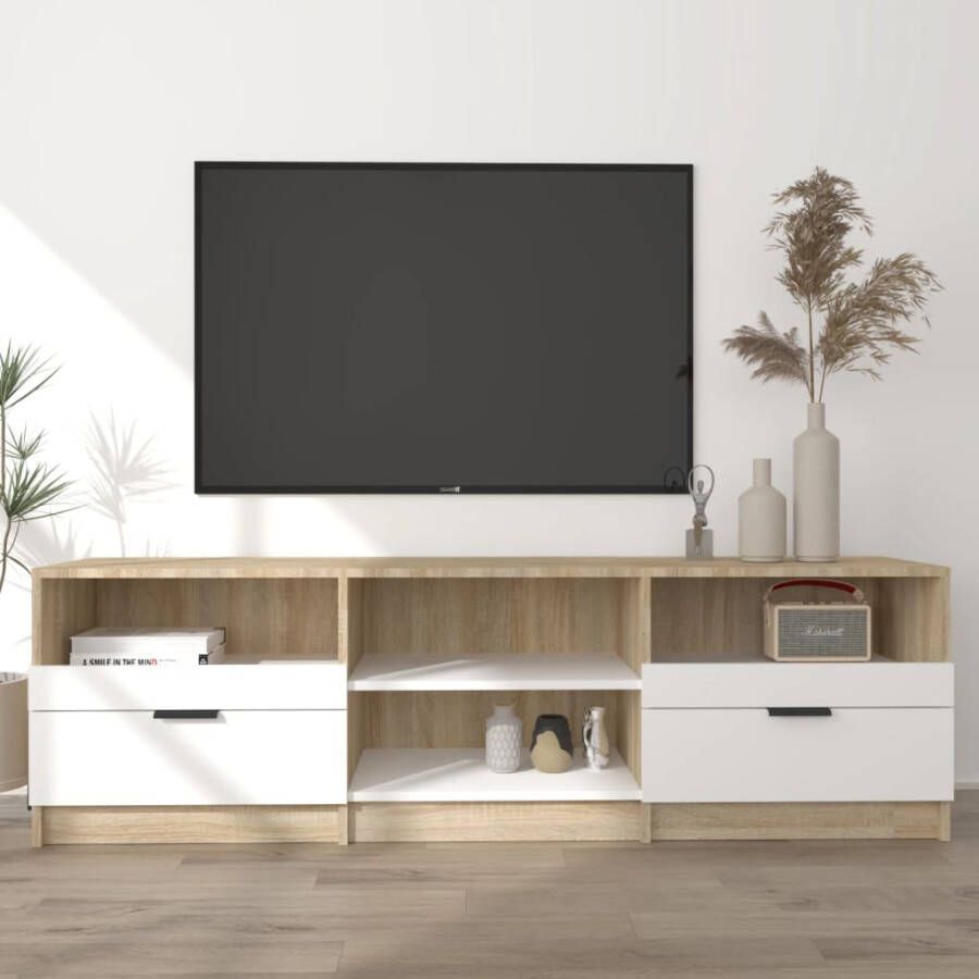 VidaXL -Tv-meubel-150x33 5x45-cm-bewerkt-hout-wit-en-sonoma-eikenkleur - Foto 1