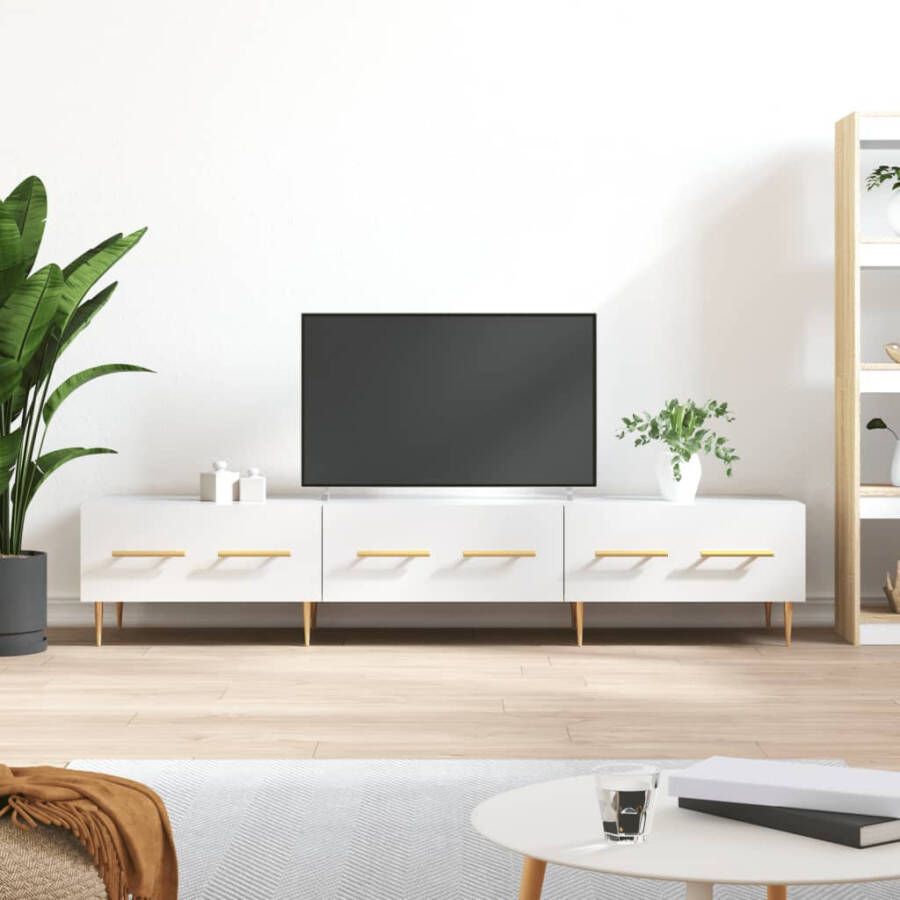 VidaXL -Tv-meubel-150x36x30-cm-bewerkt-hout-hoogglans-wit - Foto 4