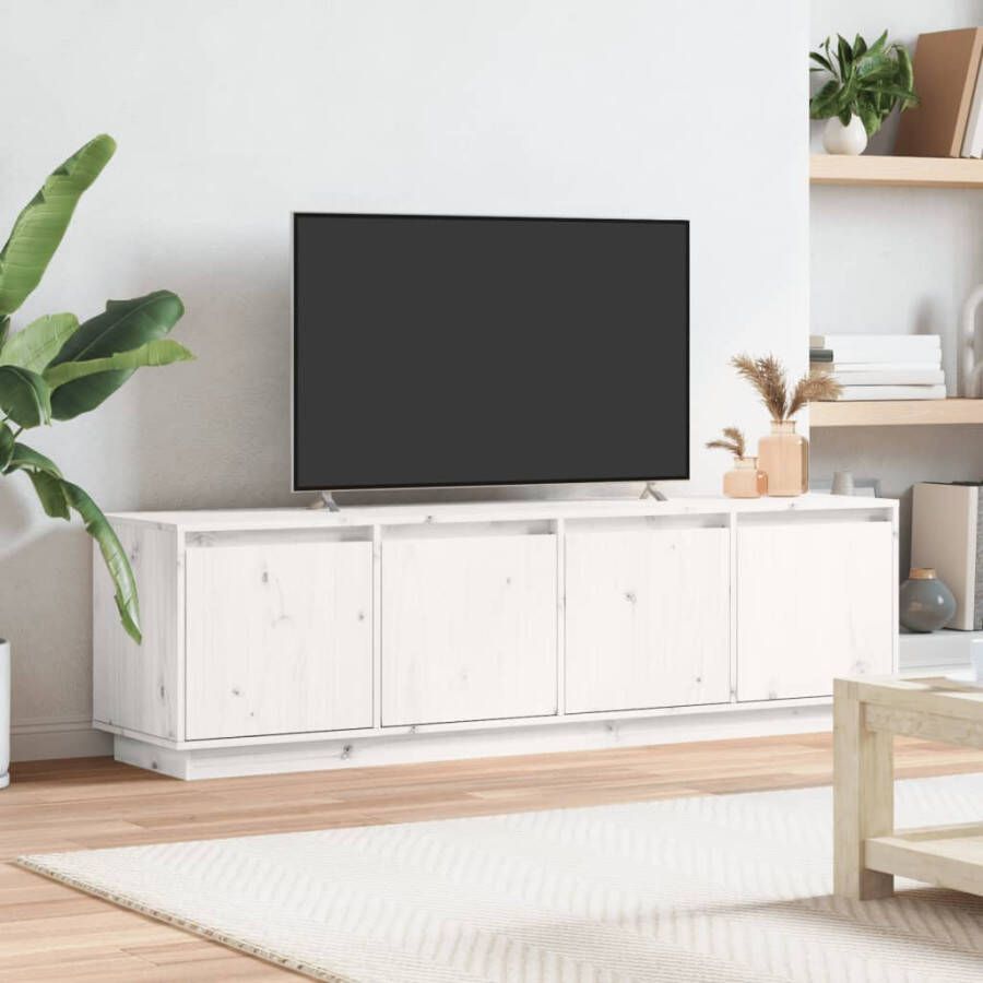 VidaXL -Tv-meubel-156x37x45-cm-massief-grenenhout-wit - Foto 2
