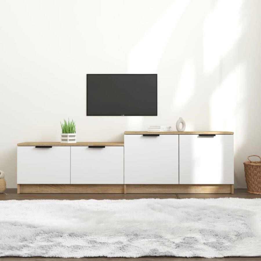 VidaXL -Tv-meubel-158 5x36x45-cm-bewerkt-hout-wit-en-sonoma-eikenkleur - Foto 1