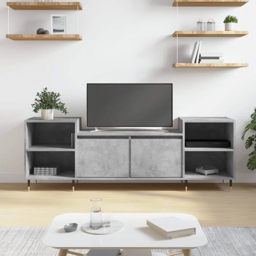 VidaXL -Tv-meubel-160x35x55-cm-bewerkt-hout-betongrijs - Foto 1