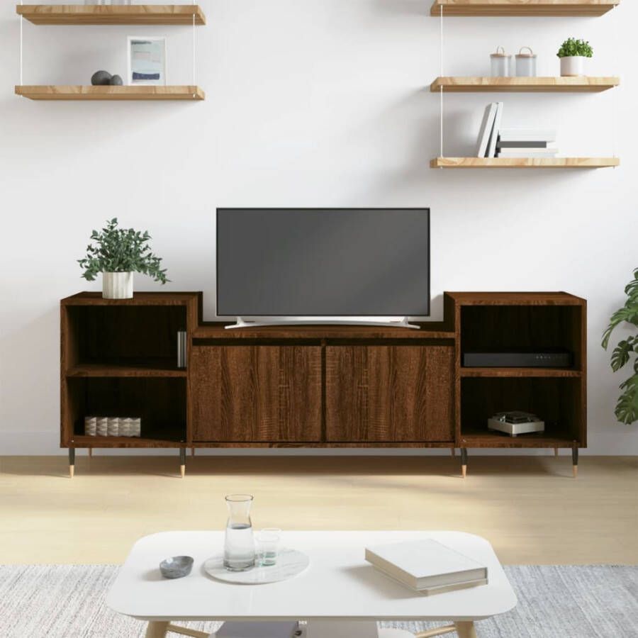 VidaXL -Tv-meubel-160x35x55-cm-bewerkt-hout-bruineikenkleurig - Foto 1