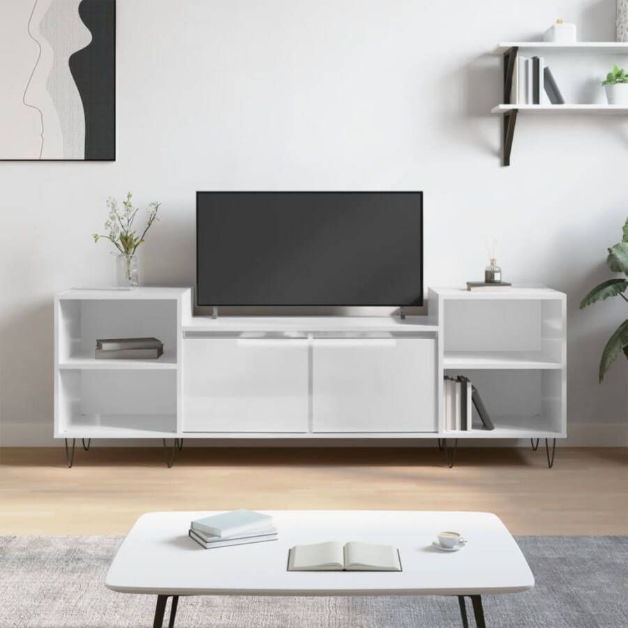 VidaXL -Tv-meubel-160x35x55-cm-bewerkt-hout-hoogglans-wit - Foto 4