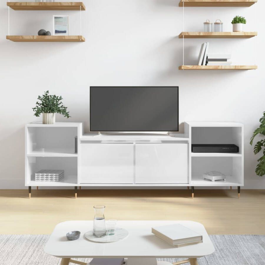 VidaXL -Tv-meubel-160x35x55-cm-bewerkt-hout-hoogglans-wit - Foto 1
