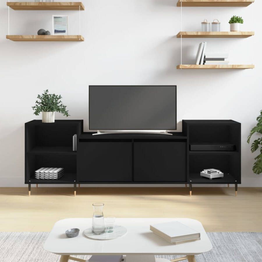 VidaXL -Tv-meubel-160x35x55-cm-bewerkt-hout-zwart - Foto 1