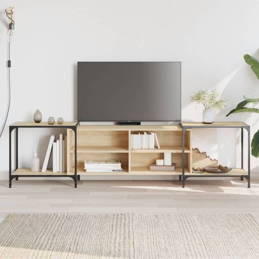 VidaXL -Tv-meubel-203x37x50-cm-bewerkt-hout-sonoma-eikenkleurig - Foto 2