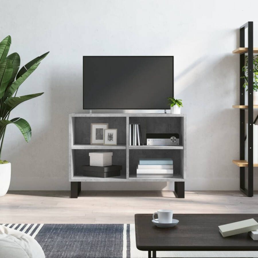 VidaXL -Tv-meubel-69 5x30x50-cm-bewerkt-hout-betongrijs - Foto 4