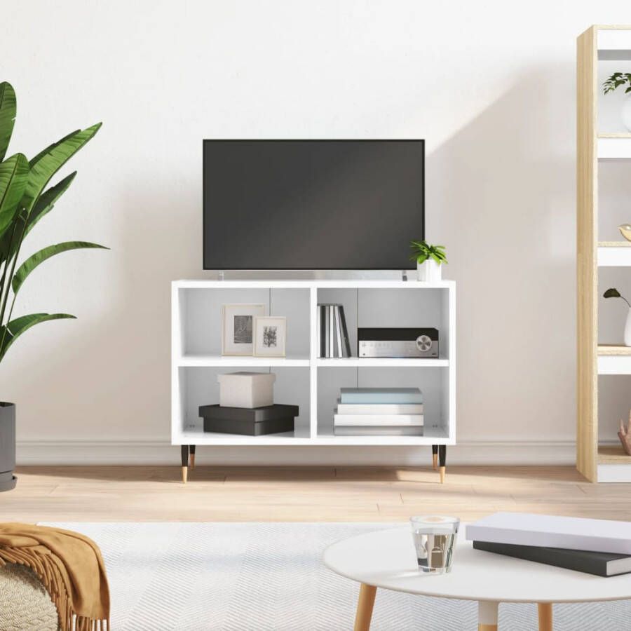 VidaXL -Tv-meubel-69 5x30x50-cm-bewerkt-hout-hoogglans-wit - Foto 4