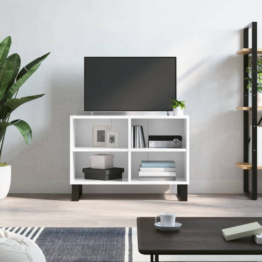 VidaXL -Tv-meubel-69 5x30x50-cm-bewerkt-hout-hoogglans-wit - Foto 5
