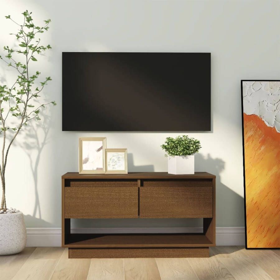 VidaXL -Tv-meubel-74x34x40-cm-massief-grenenhout-honingbruin - Foto 2