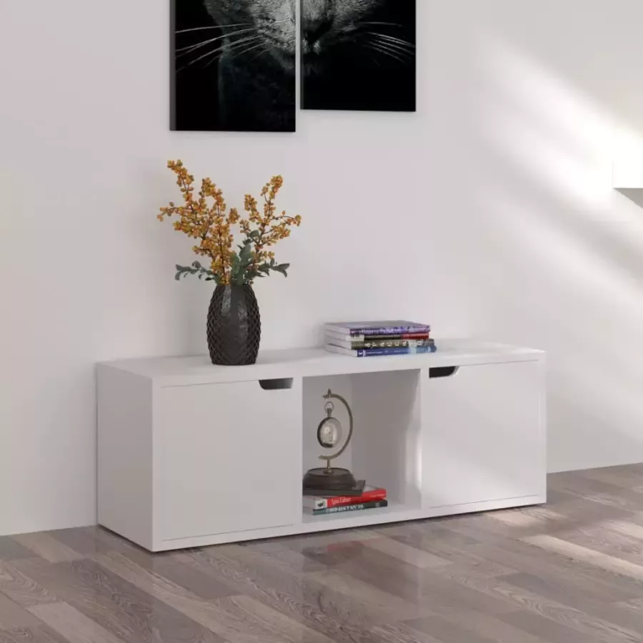 VidaXL Tv-meubel 88.5x27.5x30.5 cm spaanplaat wit