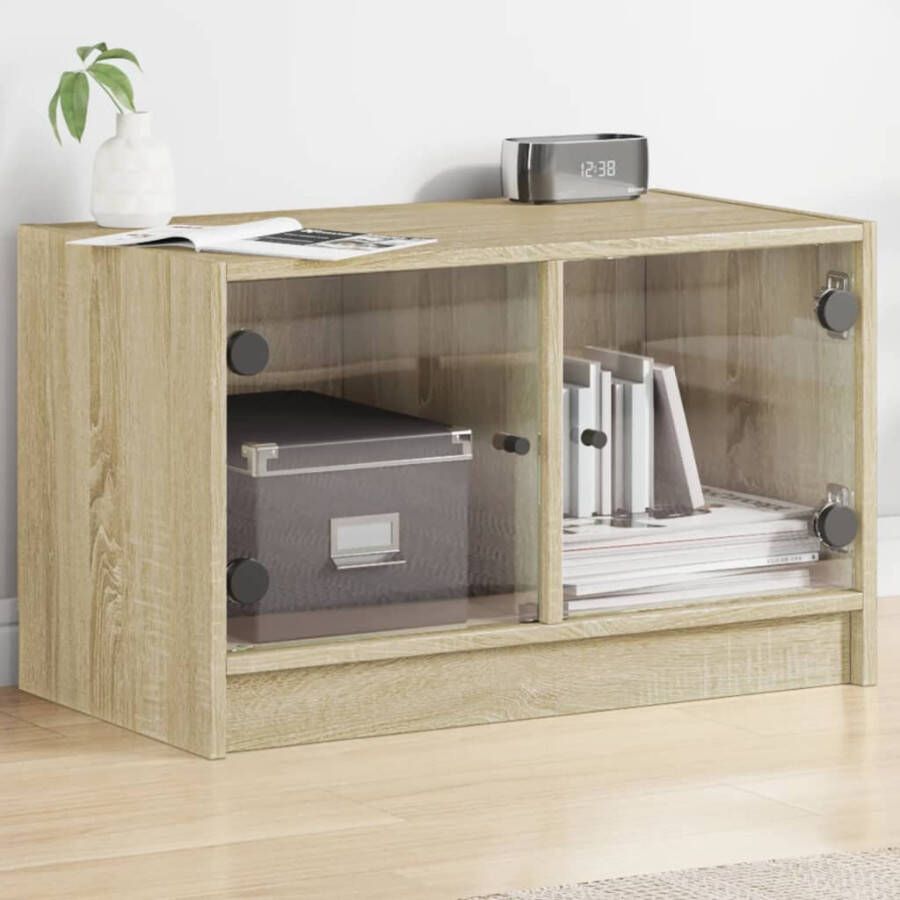 VidaXL -Tv-meubel-met-glazen-deuren-68x37x42-cm-sonoma-eikenkleurig - Foto 3